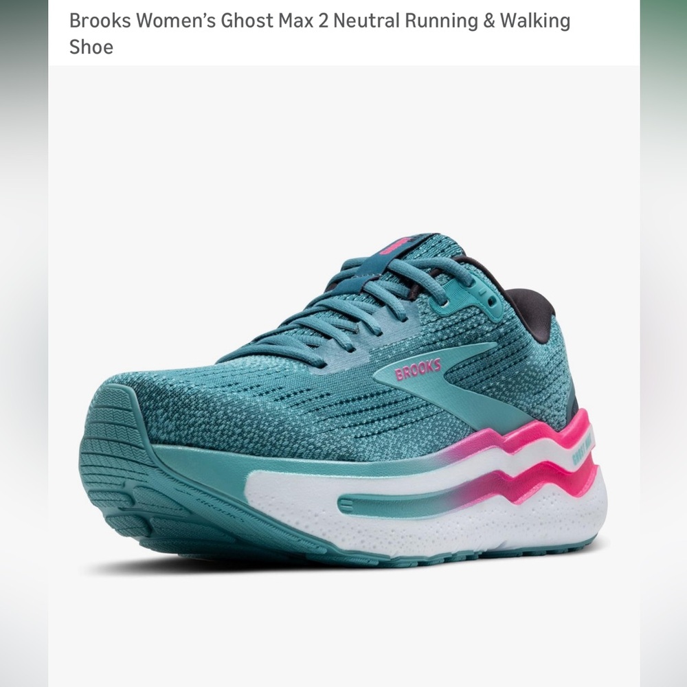 Brooks Women's Ghost Max 2 Running/Walking Shoe teal/pink SZ 10.5